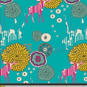 AGF Premium Cotton Fabric Sold by the Half Yard. Paradise Dwellers Vivid from Utopia Collection by Art Gallery Fabrics