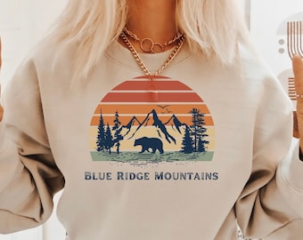 Sweat Blue Ridge Mountains, sweat montagne, Blue Ridge Mountain, sweat nature, sweat extérieur, coucher de soleil rétro, chemise de randonnée