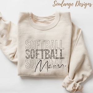 PUDHYOPZE Softball Mom Sweatshirt Women's Funny Cute Graphic Tees Crew Neck Long Sleeve Athletics Workout Casual Shirts Black