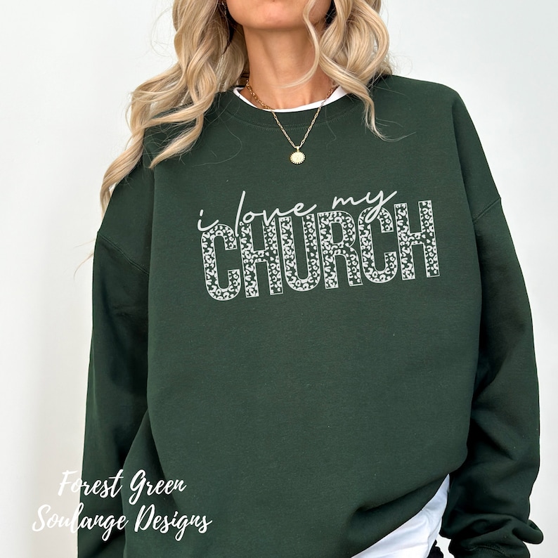 Christian Sweatshirt Bible Verse Sweatshirt Religious Gift Jesus Shirt Baptism Gift for Her Jesus Saves You Baptism Gift I Love My Church image 5