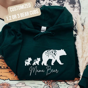 Mama BEAR Drawstring Hoodie, Floral Prints, Ladies long Sleeve,Floral Mom Bear Shirt,Mothers Day, Boho Mama Bear Hoodie, Sweatshirt,Mom Gift