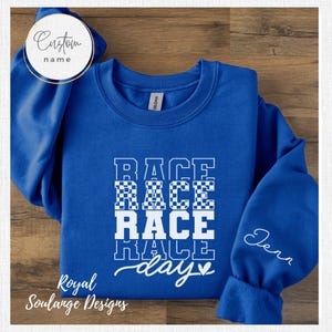 Custom Race Day Sweatshirt, Name On Sleeve Sweatshirt, Mom Race Day Sweater,Race Day Mama Shirt, Gift for Racing Mom, Race Day Vibes,Apparel
