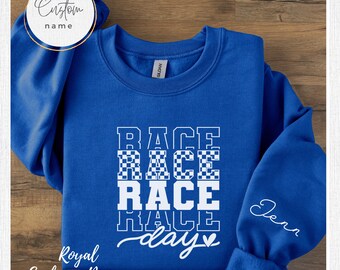 Custom Race Day Sweatshirt, Name On Sleeve Sweatshirt, Mom Race Day Sweater,Race Day Mama Shirt, Gift for Racing Mom, Race Day Vibes,Apparel