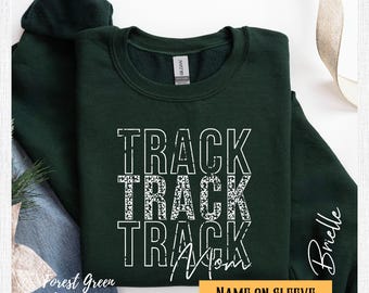 Track Mom Sweatshirt, Child Name On Sleeve Track Mom Crewneck, Mama Shirt, Track Sweatshirt, Mama Sweatshirt, Mothers Day Gift, Track Gift