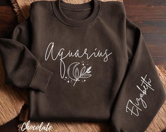 Custom Aquarius Sweatshirt, Zodiac Sweatshirt, Personalized Astrology Sweatshirt, Aquarius Gift Aquarius Gifts, Custom Celestial Shirt