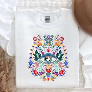 Camiseta de mal de ojo, ropa alternativa, ropa de moda, camiseta de tarot, sudadera de bruja, camiseta de mal de ojo, sudadera indie, el ojo que todo lo ve, estampado de mal de ojo.