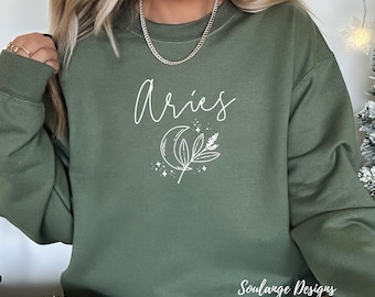 Aries Sweatshirt, Aries Shirt, Aries Gift, Aries Hoodie, Aries Zodiac Birthday Gift, Gift For Mom from Daughter Son, Zodiac Sweatshirt,