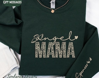 Angel MAMA Crewneck Sweatshirt, Child Name On Sleeve Grieve Mother, Memorial Shirt, Infant Loss, Pregnancy Loss, Angel Mom, Loss Of Child