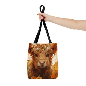 Highland baby cow tote, Fall Highland Cow Tote Bag, Autumn Tote Bag, image 5