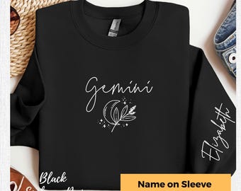 Custom Gemini Sweatshirt, Zodiac Sweatshirt, Personalized Astrology Sweatshirt, Gemini Gift Gemini Gifts,Custom Celestial Shirt,Personalized