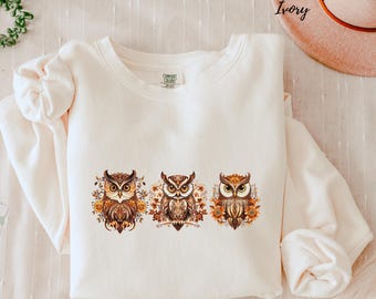 Cute Owl Sweatshirt, Owl Sweatshirt Bird Sweatshirt, Owl Sweater Owl Lover Gift Owl Pullover Nature Animal Unisex Sweatshirt Owl Crewneck