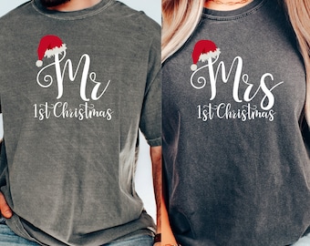 Mr Mrs First Christmas Comfort Colors Shirts, Our First Christmas, Mr and Mrs Christmas Gift, Mr and Mrs Gifts, First Married, Christmas Pjs
