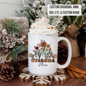 Wildflowers Grandma Mug With Custom Names, Personalized Grandma Gift, Christmas Gift For Grandma, Mother&#39;s Day Gift, Custom Gift, Nana