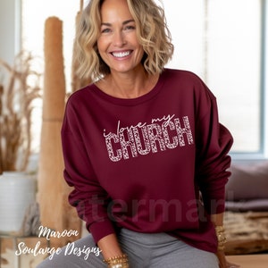 Christian Sweatshirt Bible Verse Sweatshirt Religious Gift Jesus Shirt Baptism Gift for Her Jesus Saves You Baptism Gift I Love My Church image 6