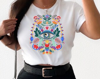 Evil Eye Shirt Alt Clothing Trendy Clothes Tarot Shirt Witch Shirt Evil Eye Print Mystical Shirt All Seeing Eye Good Energy Shirt