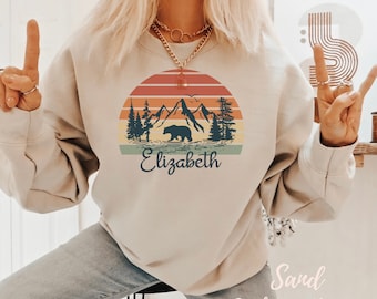 Sweat montagne personnalisé Sweat esthétique coucher de soleil rétro Sweat douillet Sweat-shirt randonnée Sweat-shirt extérieur personnalisé Escalade