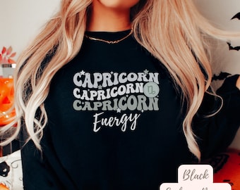 Capricorn Sweatshirt Earth Sign Sweatshirt Capricorn Birthday Gift Zodiac Sign Crewneck Astrology Retro zodiac crewneck Celestial Sweatshirt
