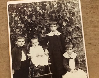 children Cabinet card ephemera family photo junk journaling, siblings antique photos vintage photograph framed cabinet card