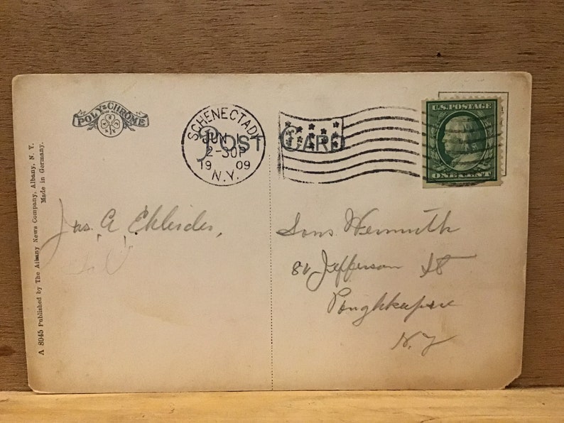 Schenectady,NY great condition beautiful postmark Hinsdale Parsons Hose Co. dated 1909,stamped
