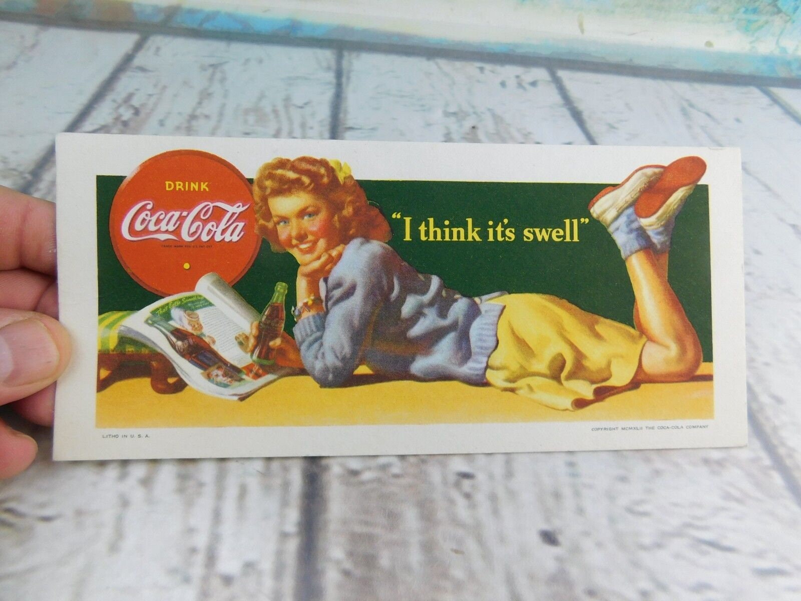 Original 1942 Drink COCA COLA Ink Blotter I Think It's Swell Coed ...