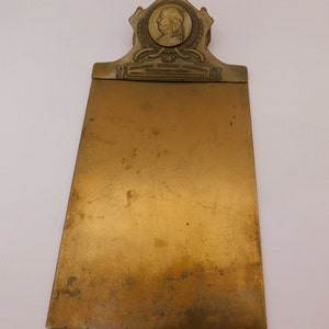 Vintage BENJAMIN FRANKLIN University Employment Bureau Brass Small Clipboard