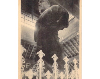 Carte Postale Vtg Figure Asiatique Statue Monument Historique Avec