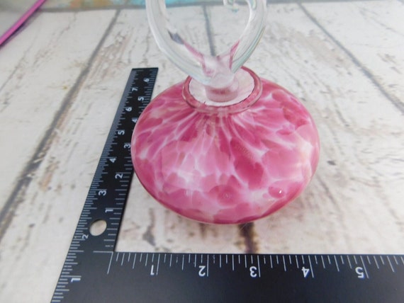 Art Glass Perfume Bottle Flame Like Stopper Pink … - image 5