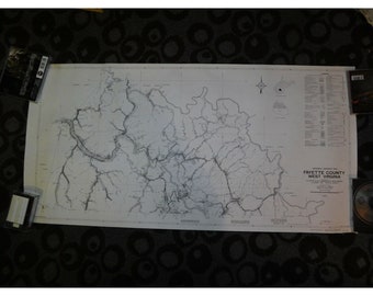 1957 Fayette County West Virginia WV General Highway Map  36.5" X 18" Vintage C2