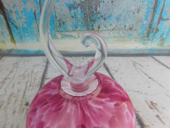 Art Glass Perfume Bottle Flame Like Stopper Pink … - image 2