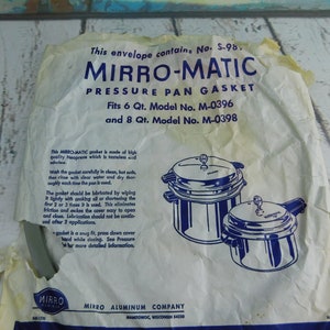 Mirro matic Pressure Cooker Gasket No. S 9891 1 Gasket Fits M 0396