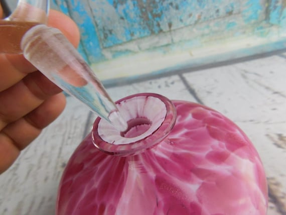 Art Glass Perfume Bottle Flame Like Stopper Pink … - image 3