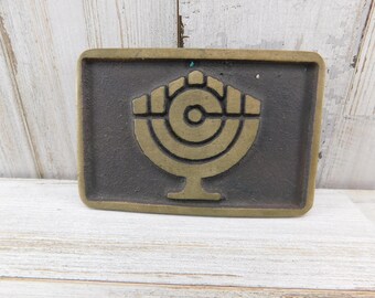 Vtg Israeli Jewish Menorah Symbol Religion Brass Belt Buckle A TAO Original