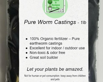Organic Worm Castings: Soil Amendment, Plant Food (1 lb)