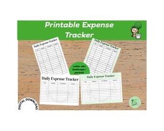 Printable Daily Expense Tracker, Plain and Polka Dots (Digital Download)