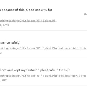 5 Stars Reviews from customers who purchased the Winterizing Protection Package for their plants during the winter season.