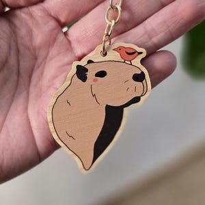 Capybara Keychain, Cartoon Capy Bag Charm, Kawaii Pet Rodent Accessory, Pet Loss Veterinary Memorial Gifts