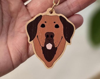 Labrador Retriever Keychain, Cartoon Brown Lab, Wood Bag Charm, Animal Dog Breed Accessory, Pet Loss Memorial, Dog Mom Gifts