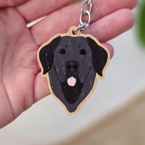 Labrador Retriever Keychain, Cartoon Black Lab, Wood Bag Charm, Animal Dog Breed Accessory, Pet Loss Memorial, Dog Mom Veterinary Gift