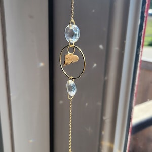 Katzen Sonnenfänger, Fenster Kristall Gold Lichtfänger, Hängen Haustier Gedenkstätte, Regenbogen Brücke Katze Mama Charme, Fenster Accessoire Geschenke für Tierarzt