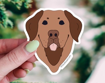 Brown Lab Cartoon Sticker, Waterproof Labrador Retriever Decal, Dog Mom Gifts