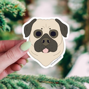 Pegatina de Pug, calcomanía de botella de agua y portátil impermeable troquelada, pegatina de mamá de perro de dibujos animados lindo, regalo para padres de mascotas de raza de perro