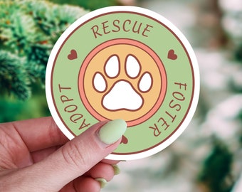 Adopt Paw Sticker, Waterproof Vinyl Car Decal, Rescue Dog Accessory, Rainbow Bridge Pet Memorial