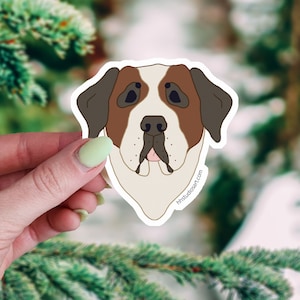 Saint Bernard Sticker, Die Cut Waterproof Laptop and Water Bottle Decal, Cute Cartoon Dog Mom Sticker, Drooly Dogs Club, Pet Parent Gift