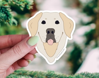 Yellow Lab Sticker, Waterproof Labrador Vinyl Decal for Laptop, Water Bottle