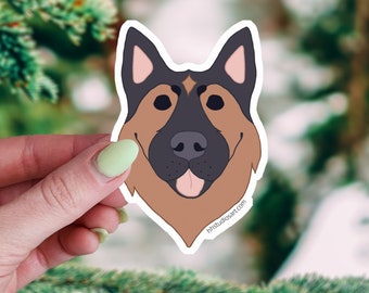 German Shepherd Sticker, Vinyl Waterproof Dog Breed Cartoon Decal