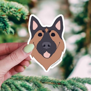 German Shepherd Sticker, Die Cut Waterproof Laptop and Water Bottle Decal, Cute Cartoon Shepherd Sticker, Dog Breed Pet Parent Gift