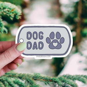 Hund Papa Aufkleber, Wasserdichter Laptop und Wasserflasche Aufkleber, Cartoon Dog Tag Aufkleber, Haustier Eltern Geschenk, Gestanzte Tieraufkleber