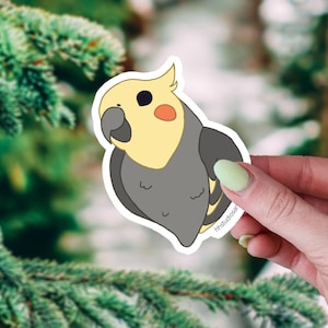 Cockatiel Sticker, Waterproof Laptop and Water Bottle Birb Decal, Cartoon Bird Sticker, Pet Parent Gift, Die Cut Animal Stickers