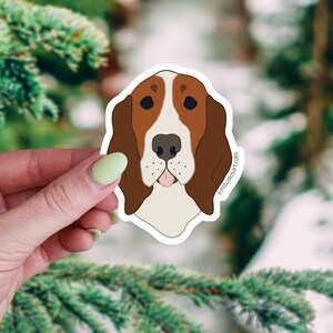 Pegatina de Basset Hound, portátil impermeable troquelado y calcomanía de botella de agua, pegatina de mamá de perro de dibujos animados lindo, regalo para padres de mascotas de raza de perro sabueso
