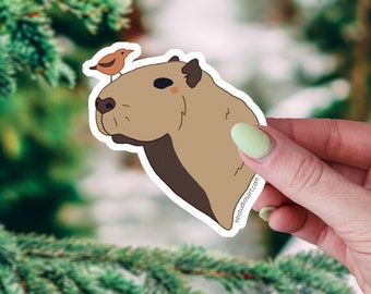 Adesivo de Capivara, Adesivo de Vinil à Prova D'água para Laptop com Capivara Corada, Presentes para Pais de Animais de Estimação com Desenho Animado